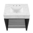 Modway - Gridiron 30" Vanette de salle de bain - Blanc Noir-Évier en marbre artificiel