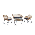 Manhattan Comfort - Ensemble de conversation moderne Antibes pour patio, 4 personnes, avec table basse - beige et gris - ensemble de 4-Ensemble de conversation moderne d'extérieur 4 pièces avec 2 fauteuils, 1 canapé et 1 table basse