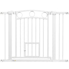 PawHut - Porte pour Chien avec Porte pour Chat avec 2 Kits d'Extension - 30"-41" L x 30" H-Barrière de 30,3 po (77 cm) de hauteur sécurise efficacement les animaux de compagnie
