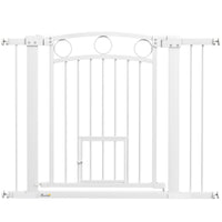 PawHut - Porte pour Chien avec Porte pour Chat avec 2 Kits d'Extension - 30"-41" L x 30" H-Barrière de 30,3 po (77 cm) de hauteur sécurise efficacement les animaux de compagnie
