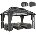Outsunny - Pavillon de patio 13 pi l x 10 pi L - pavillon d’extérieur à double toit pour pelouse - noir-Surface de 12㎡ adaptée aux activités et événements en extérieur