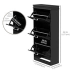 HOMCOM - Armoire à chaussures étroite avec tiroirs basculants et étagère réglable - noir-La surface peinte facilite le nettoyage 