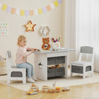 Qaba - Ensemble de table et chaises pour enfants 3 pièces avec 6 tiroirs amovibles - gris clair-Comprend 6 grands tiroirs en tissu, favorisant les bonnes habitudes d'organisation de votre enfant  
