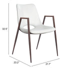 Zuo - Desi Chaise de salle à manger - Blanc/Noyer - Ensemble de 2-6