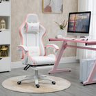Vinsetto - Chaise de gaming avec repose-pieds et roulettes pivotantes - blanc-penchez-vous selon l’angle souhaité. Repose-pieds manuel pour surélever le bas du corps