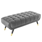 Modway - Adept 47.5" Performance Velvet Banc - Gris-Capacité de poids en développé couché : 440 lbs.