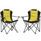 Outsunny - Chaises de camping pliantes avec porte-gobelet, chaises de camping rembourrées pour événements extérieurs, jaune-Le dossier haut réduit les douleurs et soulage les maux pendant l'assise  