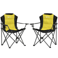 Outsunny - Chaises de camping pliantes avec porte-gobelet, chaises de camping rembourrées pour événements extérieurs, jaune-Le dossier haut réduit les douleurs et soulage les maux pendant l'assise  