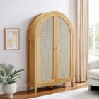 Modway - Calista 63 po voûté Armoire de rangement avec bureau pliant - Chêne-Finition stratifiée de grain de bois