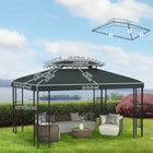 Outsunny - toit de rechange pour gazebo 13 pi L x 10 pi l, 2 niveaux, housse supérieure UV pour pavillon, jardin, terrasse extérieure, gris (seulement le dessus)-Remplacement du toit de gazebo à deux niveaux pour une bonne ventilation