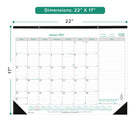Brownline - 2027 Calendrier sous-main mensuel EcoLogix - 22 po x 17 po-Un mois par feuille, un bloc légèrement ligné par jour