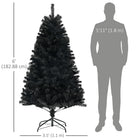 HOMCOM - Sapin de Noël artificiel de 6 pieds avec ouverture automatique - noir-Les branches ignifuges offrent une tranquillité d'esprit 