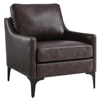 Modway - Corland Cuir Fauteuil - Brown-Fauteuil moderne du milieu du siècle