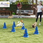 PawHut - Ensemble de cônes d’agilité pour chien portable, avec 6 cônes et 6 barres, sac de transport - bleu-Trois hauteurs réglables pour différentes tailles d’animaux 