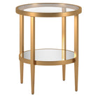 Hudson&Canal - Table d'appoint ronde Hera (50 cm de largeur) avec étagère miroir - Laiton antique-Un design contemporain moderne pour votre salon, votre chambre et plus encore