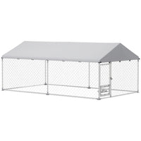 PawHut - Parc extérieur pour chien avec bols rotatifs réglables 13,1 pi L x 7,5 pi l x 5,2 pi H-Les tubes en métal galvanisé et le treillis en fil d'acier épais garantissent une solidité durable 