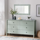 Modway - Emmeline 6 tiroirs festonnés Commode, Sage-Glissières de plancher sans marquage
