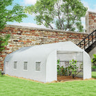 Outsunny - serre tunnel à entrée piétonne 20 pi x 10 pi x 7 pi, blanc-Protège les cultures du froid, du gel et de la grêle en hiver et stimule la croissance au printemps et en été  
