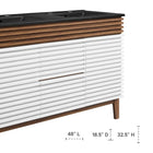 Modway - Render 48" Meuble de salle de bain à double lavabo - Noyer blanc Noir-Pieds en bois effilés