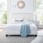 Modway - Celine Chenal Touffé Performance Velvet Lit de plateforme King, Blanc-Pieds en bois massif