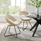 Modway - Nouvelle Tissu rembourré Chaise à manger Ensemble de 2 - Noir beige-Chaises d’accent modernes