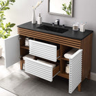 Modway - Render 48" Vanité de salle de bain à un seul lavabo - Noyer blanc Noir-MDF et panneau de particules