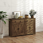 HOMCOM - Buffet 47,6 po L avec rangement - beige-Design de porte de grange avec poignées en anneau, ajoute un charme rustique de ferme 
