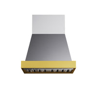 KUCHT KRH30SG 30 po Hotte murale - 900 CFM - Acier inoxydable avec accents dorés-Hotte professionnelle de haute qualité en acier inoxydable 304, épaisseur 1,0 mm, qui rehaussera l’apparence de votre cuisine gastronomique
