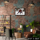 Leon Draisaitl Oilers Action-H - Toile encadree - 31" x 22"-Sous licence officielle de la LNH et de l'AJLNH
