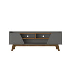 Manhattan Comfort - Meuble TV Marcus 62,99 po style Mid-Century Modern - Greige et Nature-Meuble TV autoportant de style milieu du siècle moderne pour salon et chambre