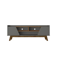 Manhattan Comfort - Meuble TV Marcus 62,99 po style Mid-Century Modern - Greige et Nature-Meuble TV autoportant de style milieu du siècle moderne pour salon et chambre