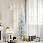 HOMCOM - Sapin de Noël artificiel 7' mince - décoration de fête - blanc-La base est détachable pour un rangement facile 
