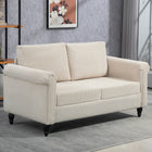 HOMCOM - Canapé loveseat avec accoudoirs courbés - beige-Les accoudoirs roulés et les pieds en forme de gourde dégagent un charme intemporel 