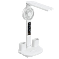 Xtricity - Lampe de bureau tactile LED pliable avec ventilateur et horloge numérique - Blanc-Integrated LED light source