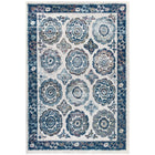 Modway - Entourage Treillis marocain floral vieilli d’Odile Tapis de 5 pi l x 8 pi L - Ivoire et bleu-Tapis floral marocain vieilli usé
