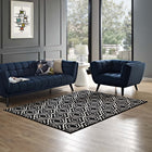Modway - Frame Treillis marocain de transition Tapis de comédie 8 pi l x 10 pi L - Noir et blanc-Tissage serré à poil bas