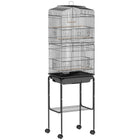 PawHut - Cage à oiseaux 62 po H avec accessoires, roulettes, support amovible, rangement - noir-Volière offrant un espace généreux pour les petits oiseaux tels que les pinsons et les perruches 