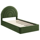 Modway - Solana Arqué Performance Velvet Lit à plateforme jumelle, Vert mousse-Sellerie en velours Performance résistante aux taches