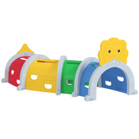 Qaba - Tunnel de jeu pour tout-petits motif lion - 195 x 88 x 86 cm - Multicolore-Le mignon motif de lion ajoute de l'amusement aux aventures des enfants pendant leur temps de jeu 