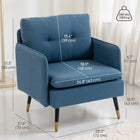 HOMCOM - Fauteuil d’appoint moderne avec large assise - capitonné à boutons pour chambre - bleu foncé - Paquet de 2-Tissu respirant aspect lin qui reste frais et résiste aux plis, au boulochage et à la déformation 
