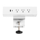 MotionGrey - Barre d’alimentation à pince pour bureau avec parasurtenseur et port USB-C - 3 prises et câble plat de 6 pieds - Blanc-Haute capacité de puissance : puissance maximale de 1875 W, 125 V/15 A, avec une sortie USB de 5 V / 3,1 A, prenant en charge les postes de travail, ordinateurs portables, téléphones et plus encore