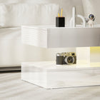 HOMCOM - Table basse haute brillance avec éclairage LED réglable - blanc haute brillance-Revêtement en mélamine résistant aux rayures et facile à nettoyer
