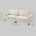 HOMCOM - Canapé 3 places avec coussin à ressorts et porte-gobelet pour chambre - blanc crème-Les coussins de dossier et les accoudoirs remplis de coton de poupée offrent détente et soutien 