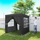 Outsunny - Tente auvent pliante 6.6 pi l x 6.6 pi L pour extérieur - jardin - patio - Noir-Parois latérales avec fixations à crochets et boucles pour un assemblage et un retrait faciles, 2 avec grande fenêtre pour une visibilité maximale