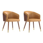 Manhattan Comfort - Lot de 2 chaises de salle à manger modernes Reeva 59 cm, revêtement similicuir, noyer et camel-Chaise de salle à manger moderne pour salle à manger et usage de travail lot de 2