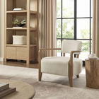 Modway - Zinnia Mélange de lin Chaise d’accent - Ivoire-Armoiries en bois de caoutchouc