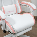 Vinsetto - Chaise de gaming avec repose-pieds et roulettes pivotantes - blanc-Cinq roulettes et siège pivotant qui suivent vos mouvements