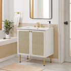 Modway - Chaucer 30" Armoire de toilette de salle de bain (lavabo non inclus) - Blanc-Boutons d’armoire en métal