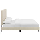 Modway - Melanie Bouton à touffe Tissu rembourré Lit de plateforme complet, Beige-Tête de lit pleine à boutons capitonnés rembourrés