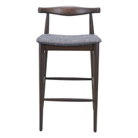 Zuo - Tuzka Tabouret de bar - Gris/Espresso - Ensemble de 2-Tissu polyester douillet